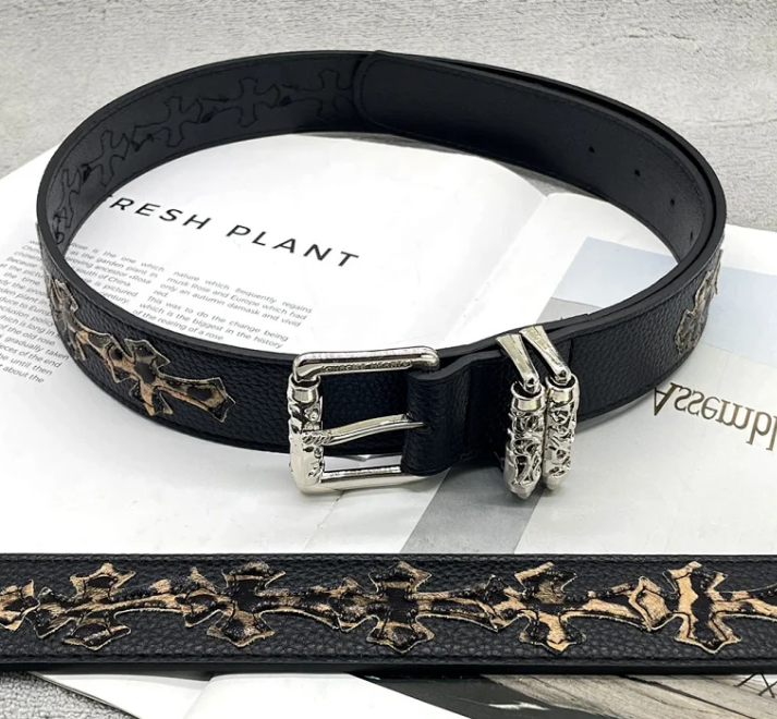 Kroxin CH Holy Sword Cross Belt Men's Roller Hollow Evergreen Vine Women's Belt