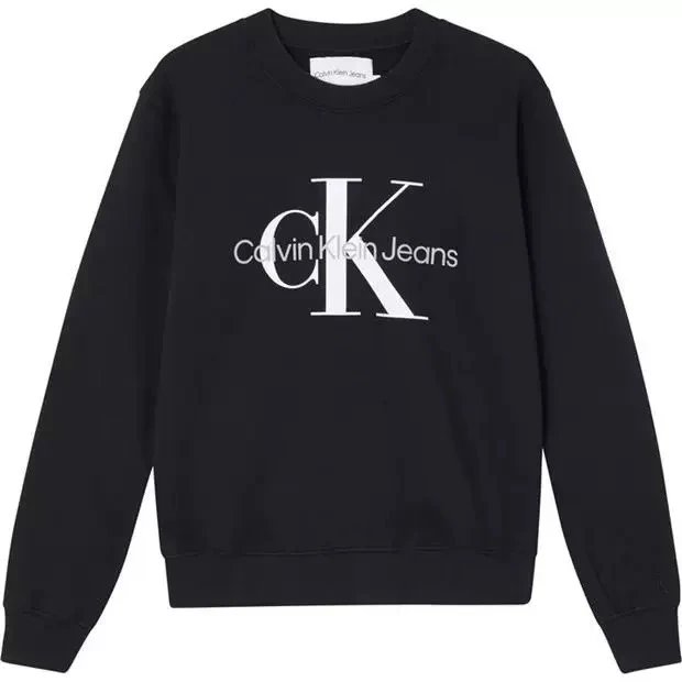 Calvin Klein Jeans Monogram Logo Crewneck Sweater Black