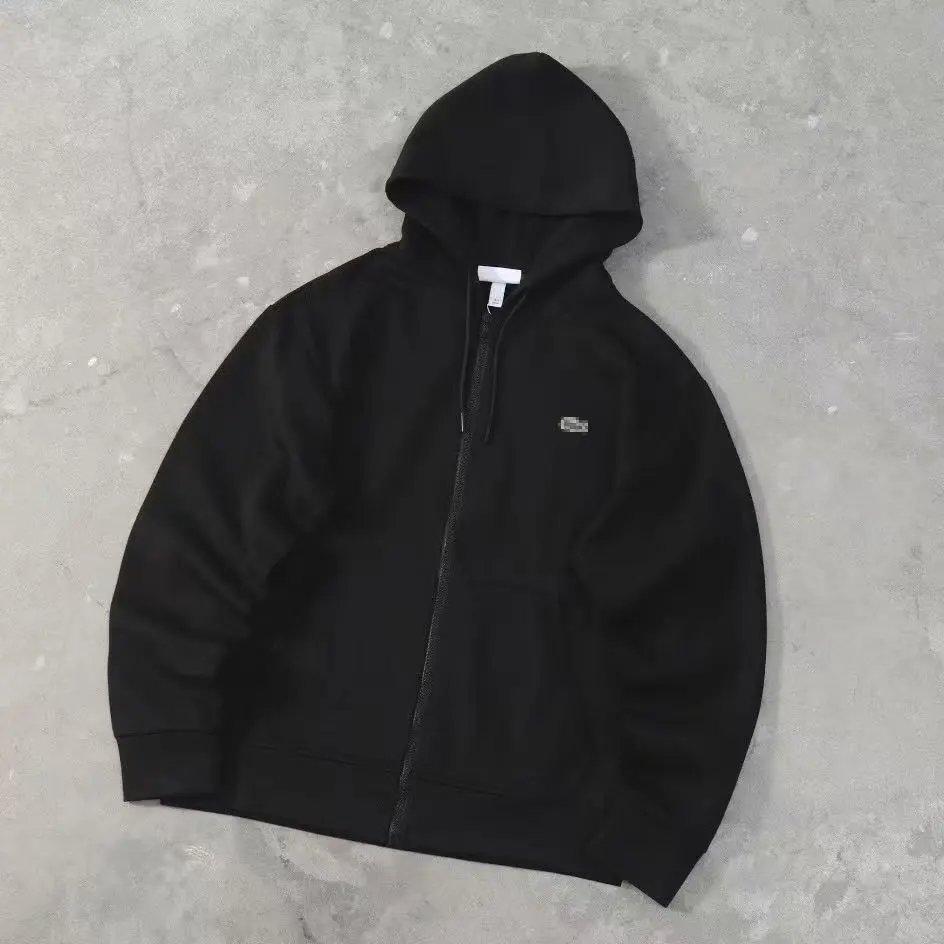 Lacoste Hoodies & Sweatshirts Zip-Up Hooded Sweatshirt with Crocodile Logo — 01