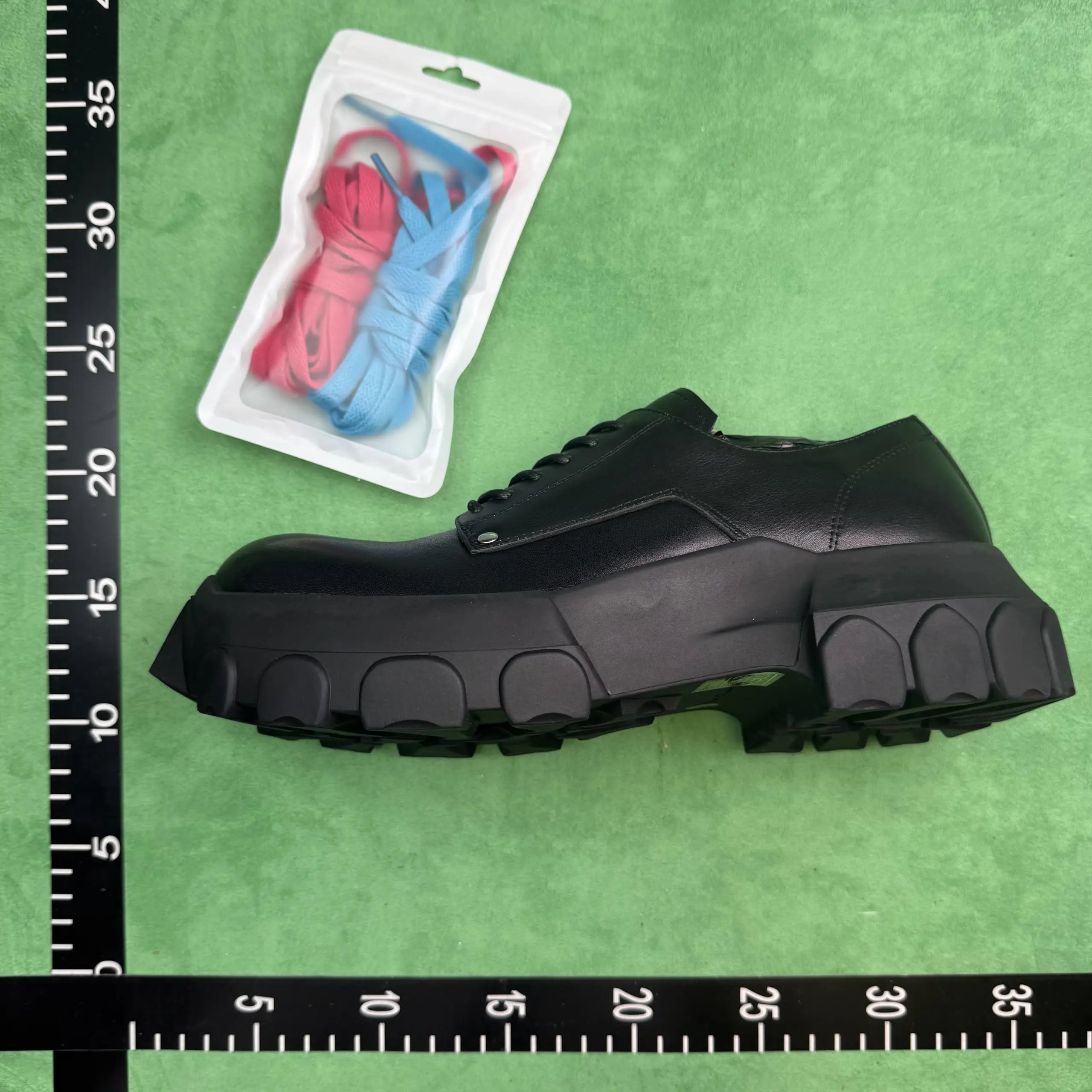 Black Chunky Sole Leather Casual Shoes