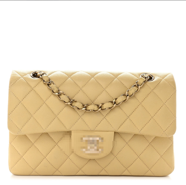 Borsa con catena classica in pelle caviar, di alta gamma, versatile e alla moda, pelle di agnello, Mag, a spalla e a tracolla