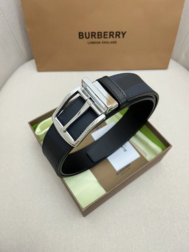 Burberry Burberry Men’s Classic Black Leather Belt Silver Buckle - Buy on Mulebuy Sheets