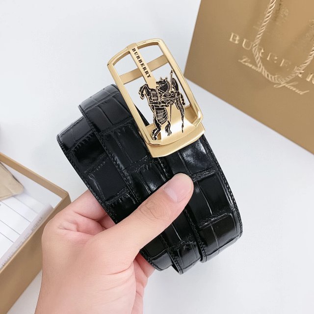 Burberry Burberry Black Croc Leather Belt Gold Buckle Accessory - Buy on Mulebuy Sheets