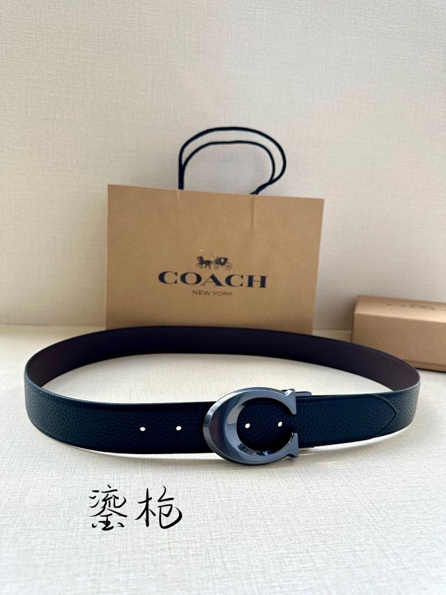Coach Coach Classic Deep Blue Leather Belt for Men Women - Buy on Mulebuy Sheets