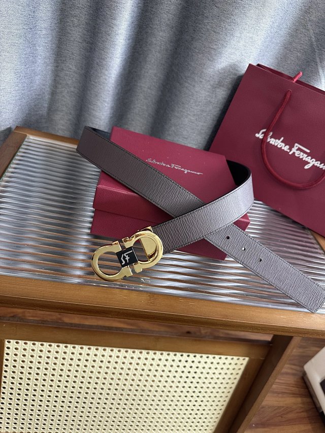 Salvatore Ferragamo Salvatore Ferragamo Gancini Grey Leather Men Belt - Buy on Mulebuy Sheets