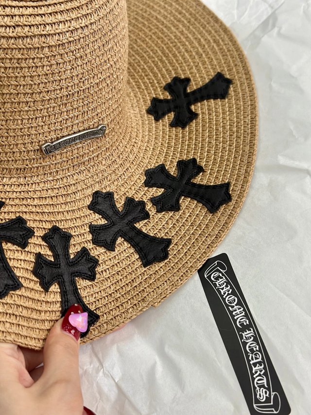 Chrome Hearts Chrome Hearts Tan Raffia Wide Brim Cross Hat - Buy on Kakobuysheetfind