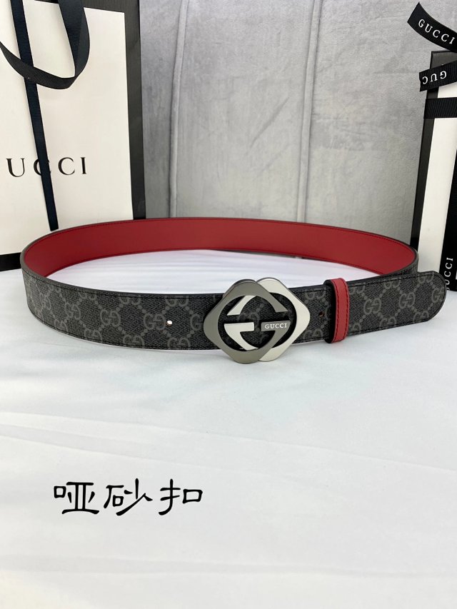 Gucci Gucci GG Monogram Black Grey Leather Belt Unisex - Buy on Mulebuy Sheets