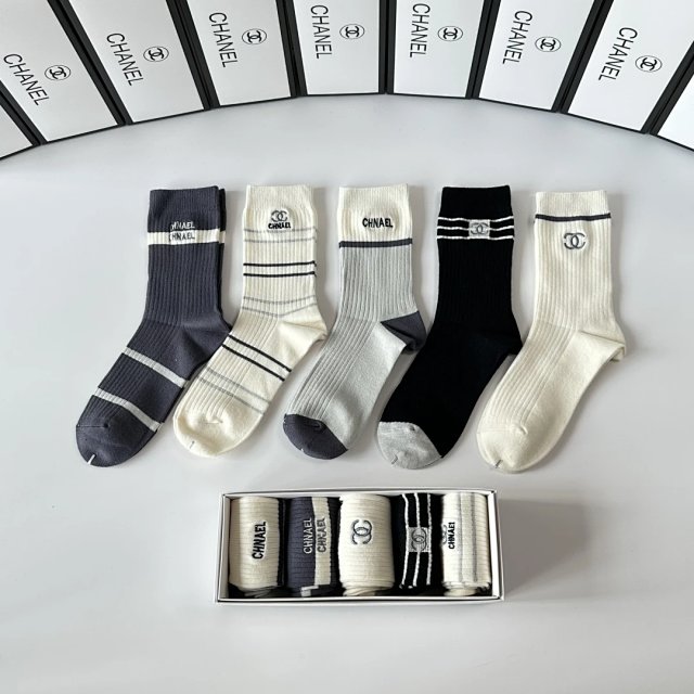 Chanel Chanel Classic Gray Cotton Ribbed Mid-Calf Unisex Socks - Buy on Kakobuysheetfind