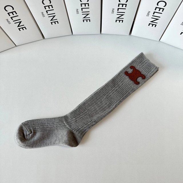 Celine Celine Grey Knit Cotton Socks Triomphe Logo Unisex - Buy on Kakobuysheetfind