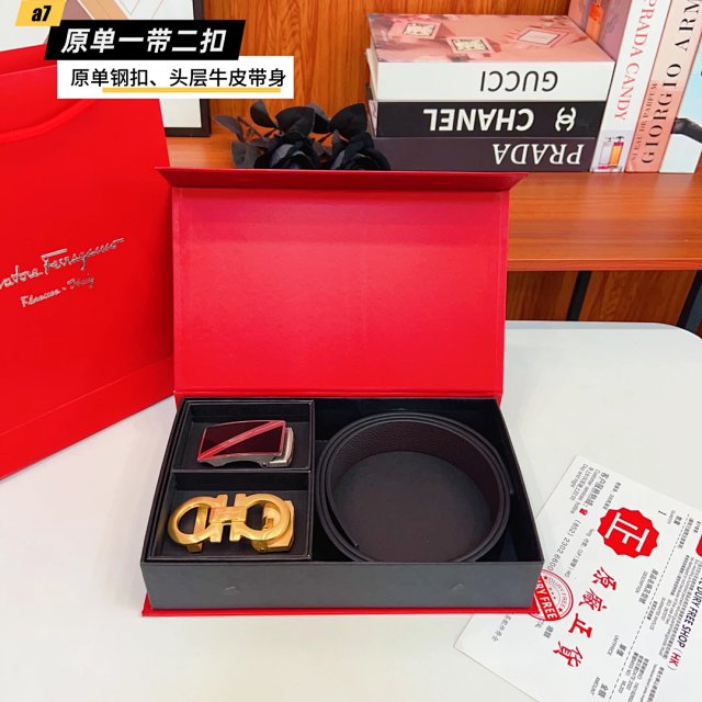 Salvatore Ferragamo Salvatore Ferragamo Gold Buckle Black Leather Belt - Buy on Mulebuy Sheets