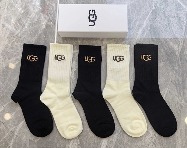 UGG UGG Black White Cotton Mid Calf Unisex Socks - Buy on Kakobuysheetfind