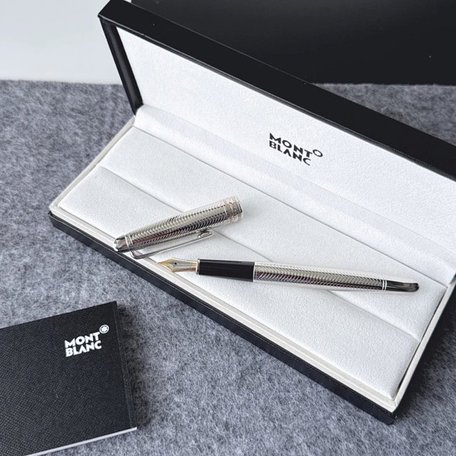 Montblanc Montblanc Silver Checkered Steel Rhodium Fountain Pen - Buy on Kakobuysheetfind