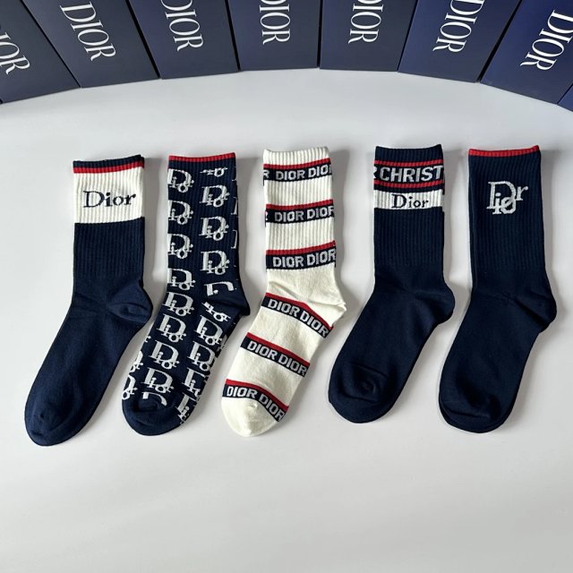 Dior Dior Classic Blue White Cotton Mid Calf Socks - Buy on Kakobuysheetfind