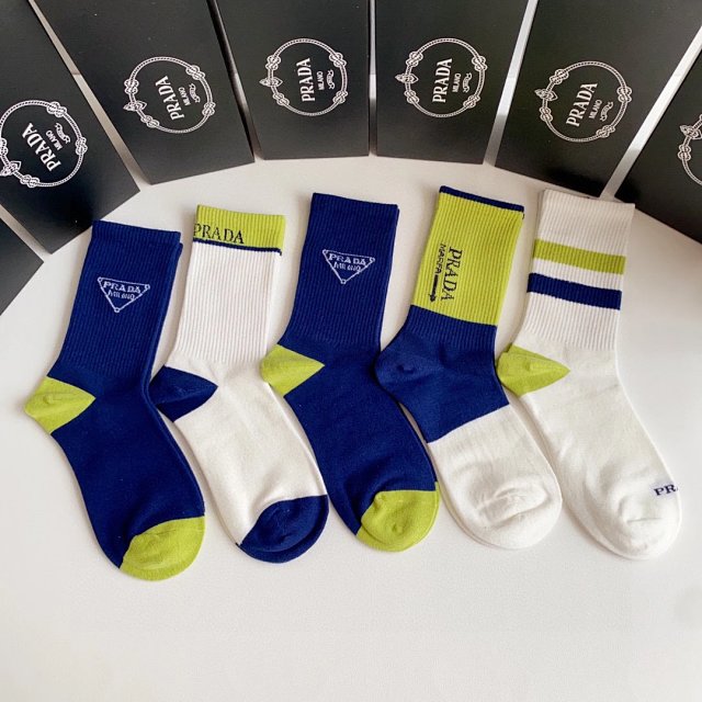 Prada Prada Blue White Cotton Mid-Calf Logo Socks - Buy on Kakobuysheetfind