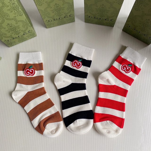 Gucci Gucci Stripe Mid-Calf Socks Double G Cherry Embroidery - Buy on Kakobuysheetfind
