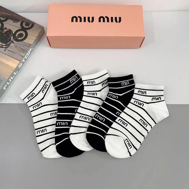 Miu Miu Miu Miu Striped Cotton Ankle Socks Black White - Buy on Kakobuysheetfind