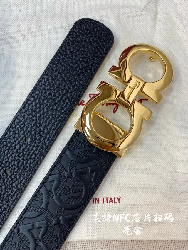 Salvatore Ferragamo Salvatore Ferragamo Gancini Black Leather Belt Gold Buckle - Buy on Mulebuy Sheets