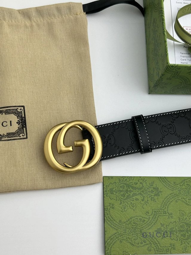Gucci Gucci Black Leather Belt Gold Double G Buckle - Buy on Mulebuy Sheets
