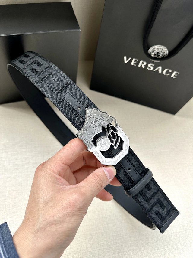 Versace Black Medusa Leather Belt for Men