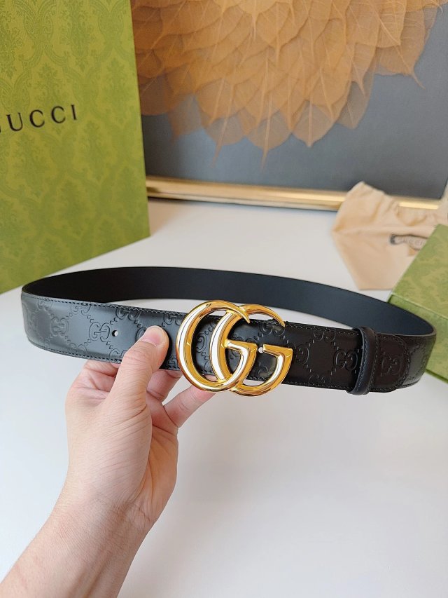 Gucci Gucci Black Double G Leather Belt Gold Buckle Unisex - Buy on Mulebuy Sheets