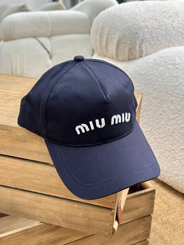Miu Miu Miu Miu Navy Blue Cotton Logo Baseball Cap - Buy on Kakobuysheetfind