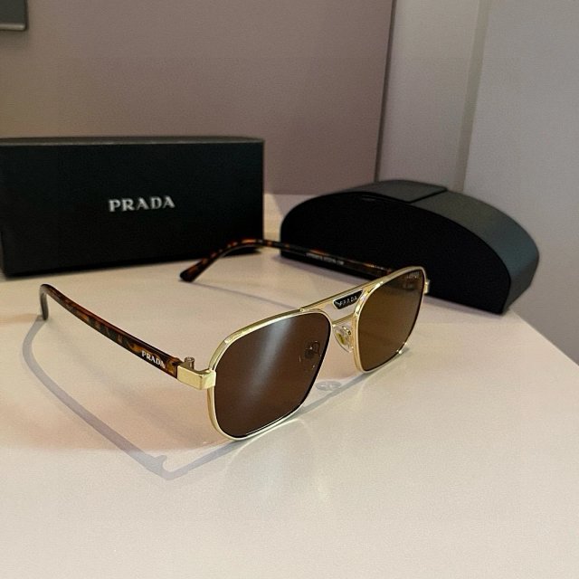 Prada Prada Gold Frame Square Brown Lens Unisex Sunglasses - Buy on Kakobuysheetfind