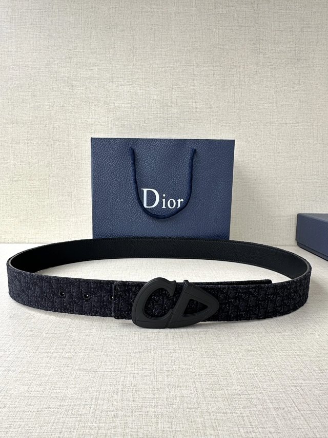 Dior Oblique Black CD Buckle Men Leather Belt