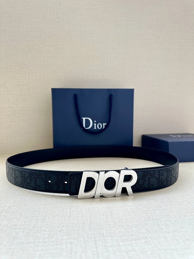 Dior Dior Black Oblique Leather Belt Silver Buckle - Buy on Mulebuy Sheets