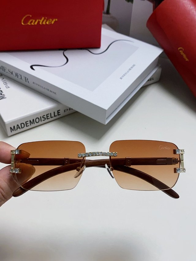 Cartier Cartier Gold Brown Rimless Crystal Sunglasses - Buy on Kakobuysheetfind