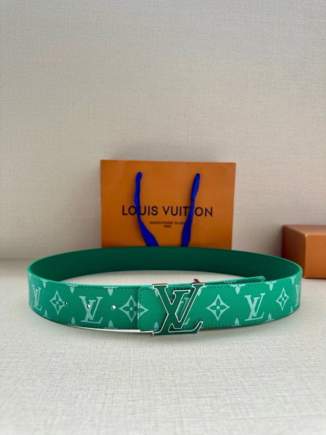 Louis Vuitton Green Monogram Leather Belt Unisex