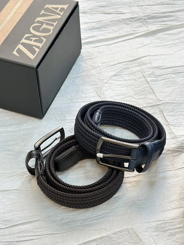 Ermenegildo Zegna Black Braided Leather Belt