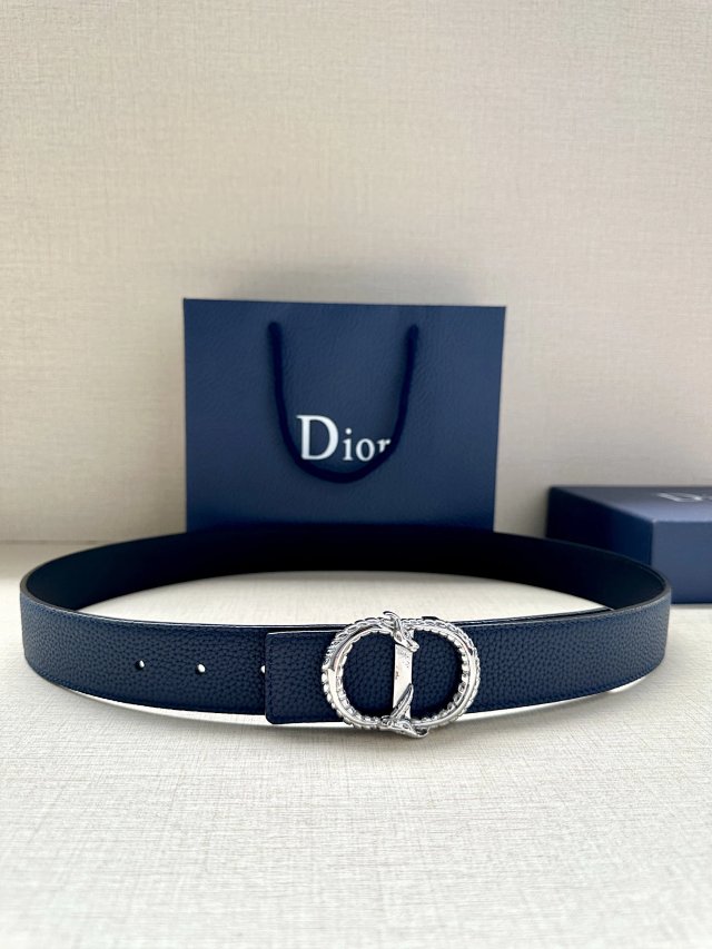 Dior Dior Deep Blue Leather Belt Silver Buckle - Buy on Mulebuy Sheets