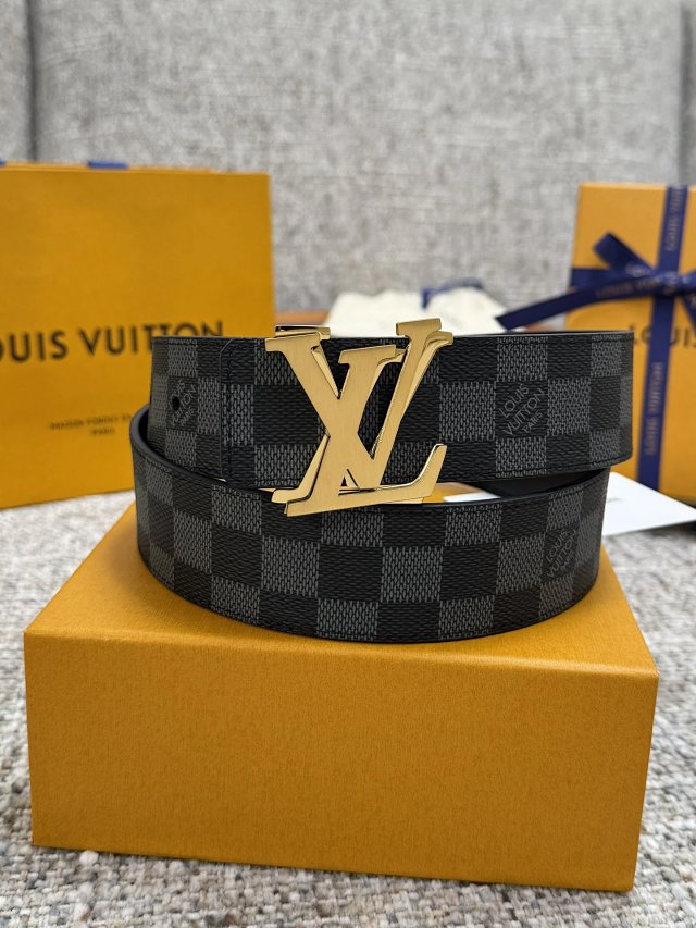 Louis Vuitton Louis Vuitton Damier Graphite Gold Buckle Men’s Belt - Buy on Mulebuy Sheets