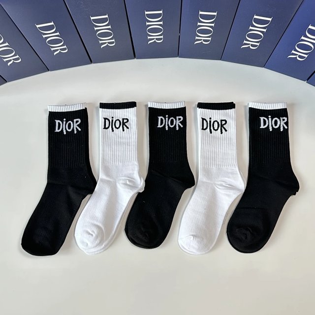 Dior Dior Black White Logo Cotton Mid-Calf Socks - Buy on Kakobuysheetfind