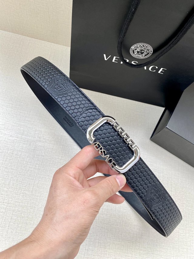 Versace Versace Black Leather Belt Silver Buckle Medusa - Buy on Mulebuy Sheets