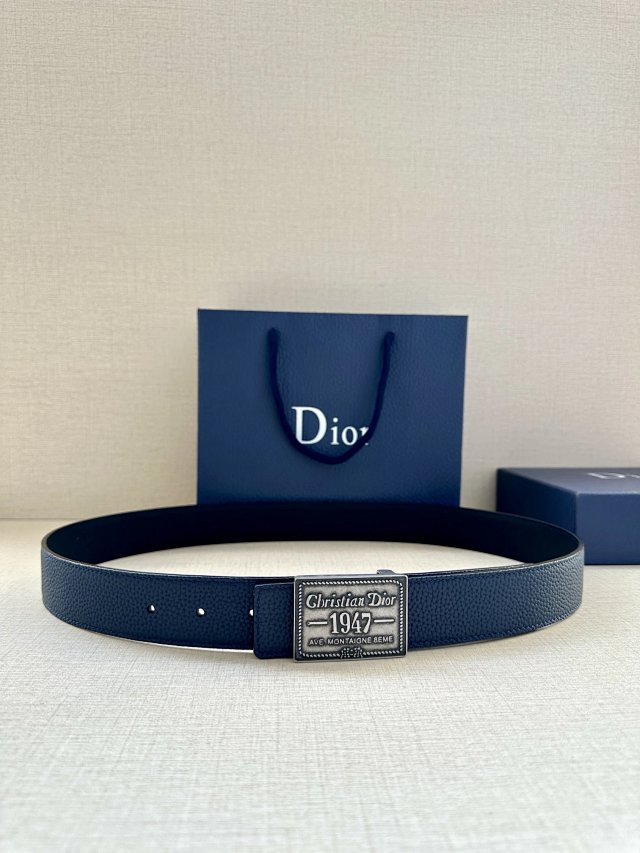 Dior 1947 Men Dark Blue Leather Belt