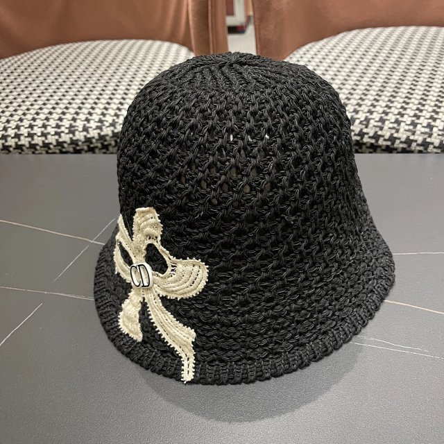 Dior Dior Black Raffia Hat with Beige Lace Bow - Buy on Kakobuysheetfind