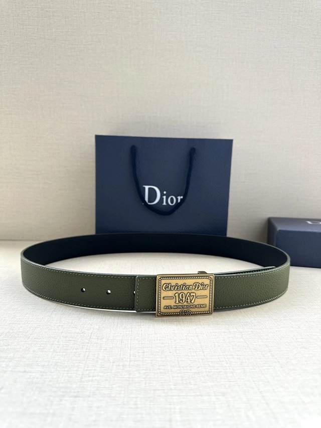 Dior 1947 Olive Green Leather Men’s Belt
