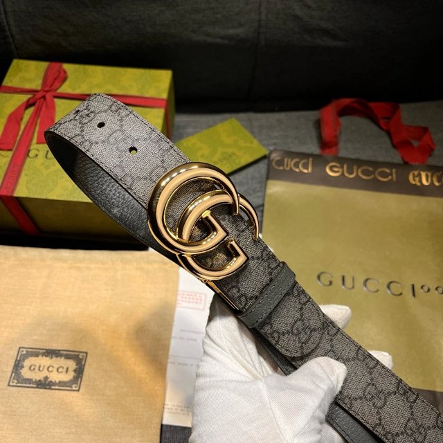 Gucci Classic GG Dark Gray Leather Belt