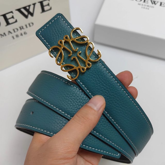 Loewe Loewe Classic Teal Leather Belt Gold Buckle - Buy on Mulebuy Sheets