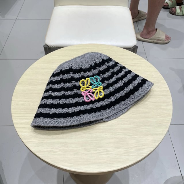 Loewe Loewe Grey Black Striped Wool Knit Bucket Hat - Buy on Kakobuysheetfind