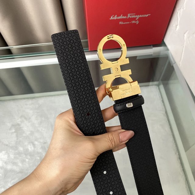 Salvatore Ferragamo Salvatore Ferragamo Gancini Black Leather Men’s Belt - Buy on Mulebuy Sheets