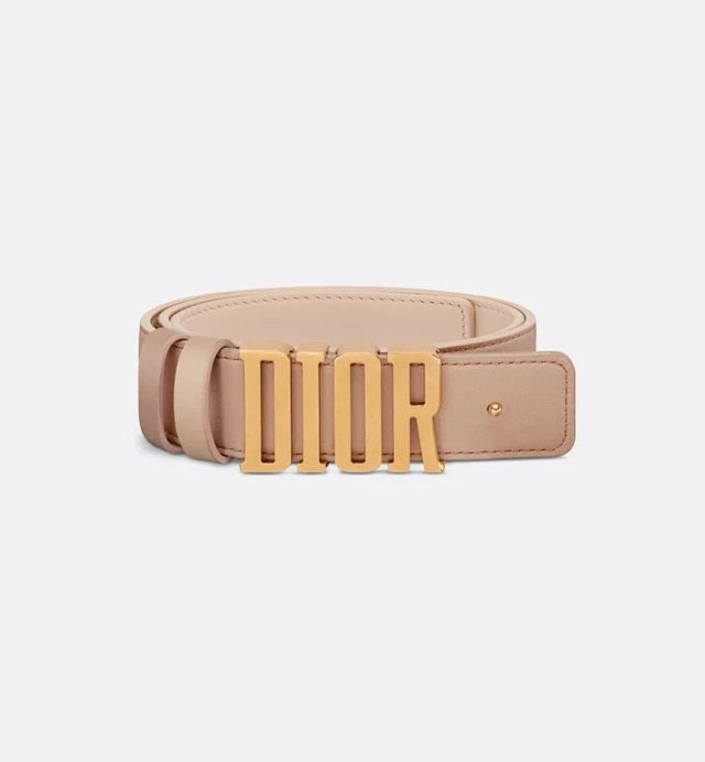 Dior Beige Calfskin Belt Gold Logo Buckle