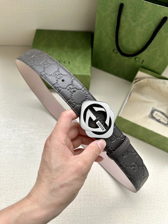Gucci Gucci Grey Double G Embossed Leather Belt - Buy on Mulebuy Sheets