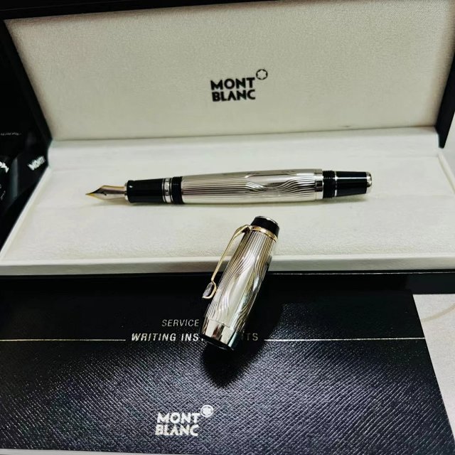 Mont Blanc Montblanc Silver Steel Fountain Pen Black Gold Engraved - Buy on Kakobuysheetfind