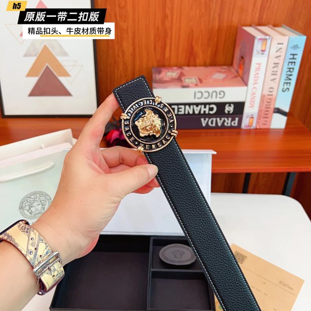 Versace Versace Black Leather Belt Gold Medusa Buckle Unisex - Buy on Mulebuy Sheets