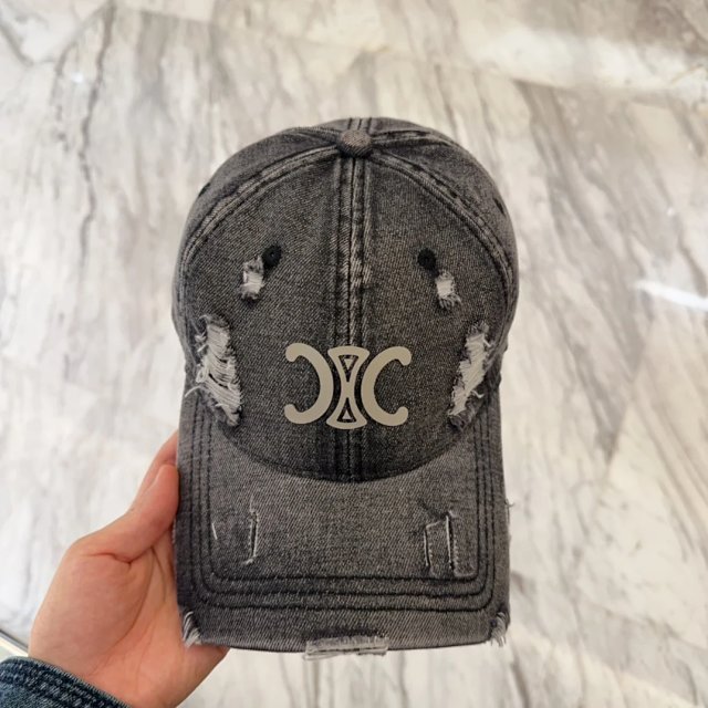 Celine Celine Triomphe Grey Distressed Denim Unisex Logo Hat - Buy on Kakobuysheetfind