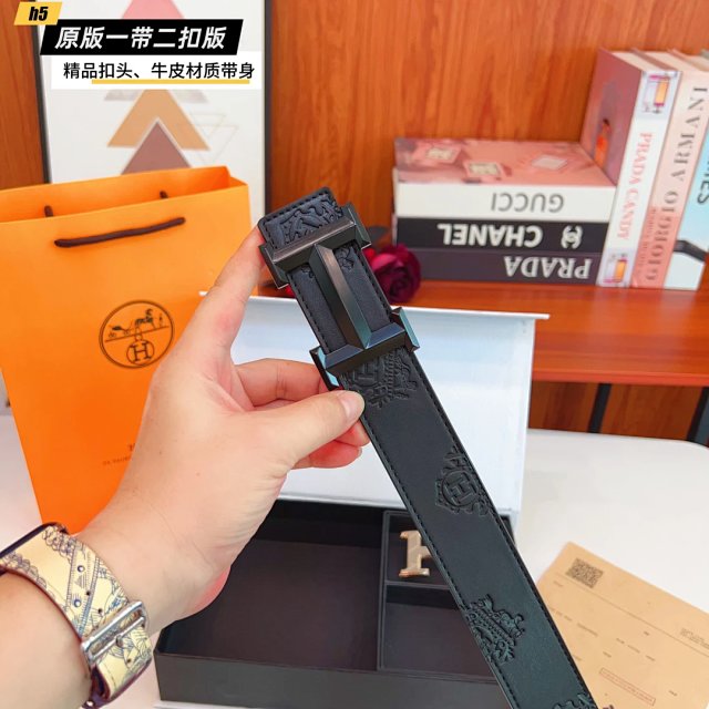 Hermes Hermes Black Embossed Leather Belt Men - Buy on Mulebuy Sheets