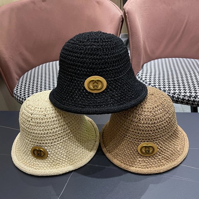 Gucci Gucci Classic Black Rattan Straw Hat Unisex Retro Style - Buy on Kakobuysheetfind