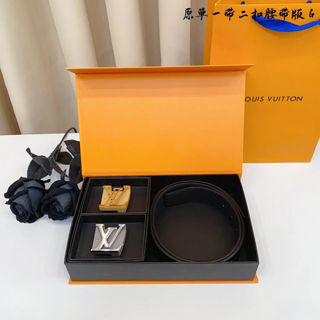 Louis Vuitton Louis Vuitton Men Black Leather Belt Set - Buy on Mulebuy Sheets